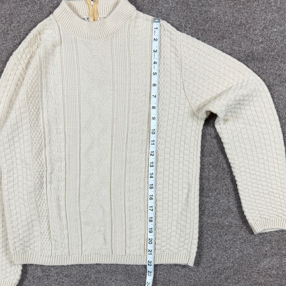 Vintage Mock Neck Preppy Cable-knit Diamond Fisherman Pullover Sweater Women’s S - Picture 7 of 10